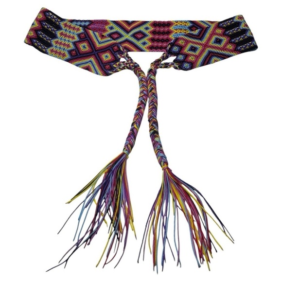 FTWWL Bright Multicolor Cotton Fringe Woven Belt - Picture 13 of 14